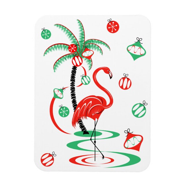 Íman Retrato flexível de ímã Flamingo de Natal Vermelho (Vertical)
