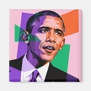 Íman Retrato Geométrico Moderno de Barack Obama