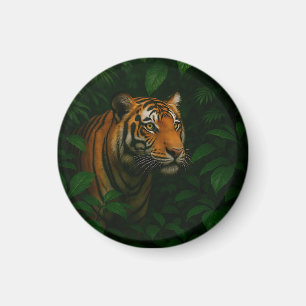 Íman Retrato Majestoso do Tigre de Bengala na Selva Vid
