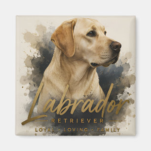 Íman Retrato Moderno de Labrador Retriever Amarelo Leal
