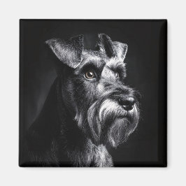 Íman Retrato Monocromático de Schnauzer