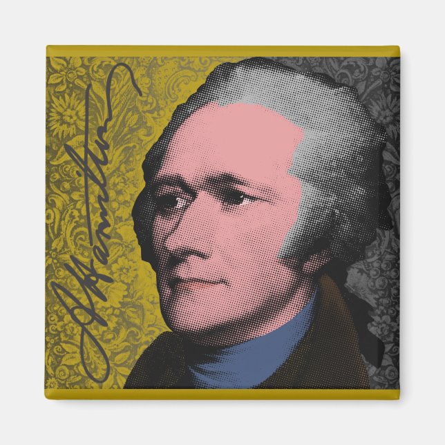 Íman Retrato Pop Art de Alexander Hamilton (Frente)