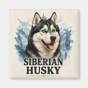 Íman Retrato Premium de Cachorro Ártico Husky Siberiano