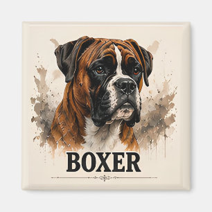 Íman Retrato Premium de Cachorro de Família Leal Boxer