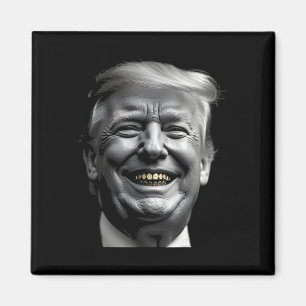 Íman Retrato Preto e Branco de Donald Trump – Gold Gril