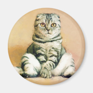 Íman Retrato Sentado de Gato de Dobra Escocês