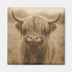 Íman Retrato Sepia de Vaca das Terras Altas