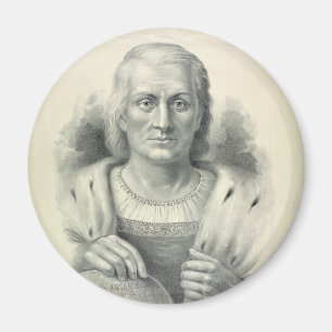 Íman Retrato Vintage de Cristóvão Colombo