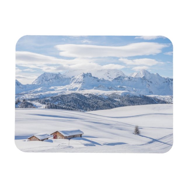 Íman Retreto de Cabina Paisagem de Neve | Dolomitas (Horizontal)