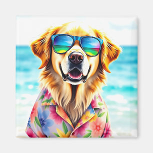 Íman Retriever de Ouros Prontos para Praia no Watercolo