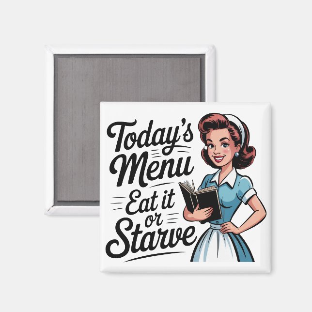 Íman Retro 1950s Waitress – Vintage Diner Kitchen (Front/Back)