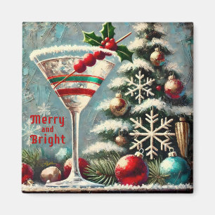 Íman Retro 50 Cranberry Snowflake de Natal Martini