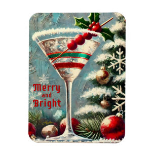 Íman Retro 50 Cranberry Snowflake de Natal Martini