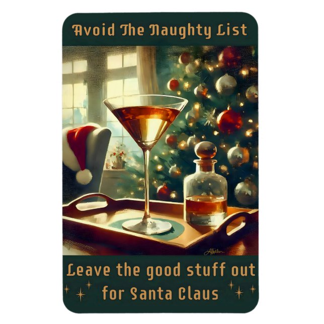 Íman Retro 50s Avoid The Naughty List Christmas Martini (Vertical)