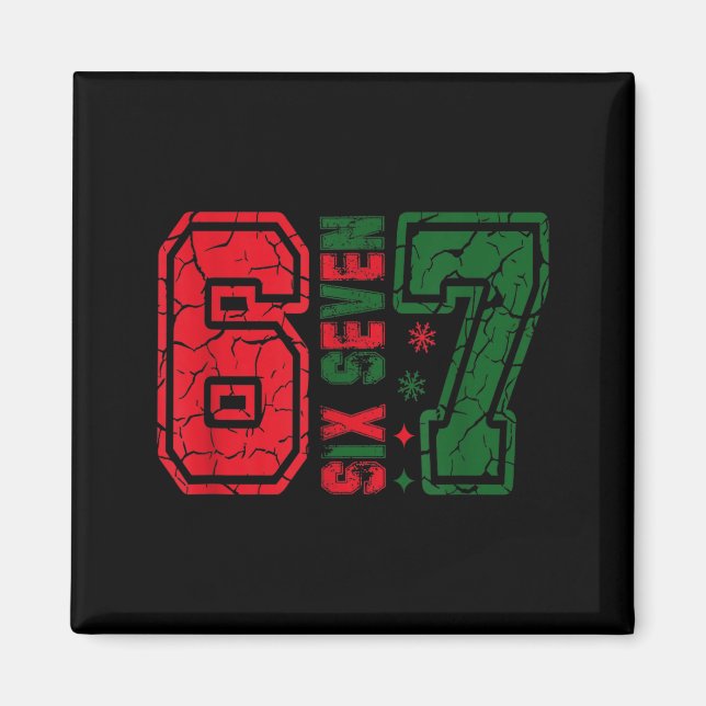 Íman Retro 67 Divertido Seis Sete Meme 6 7 Número Natal (Frente)