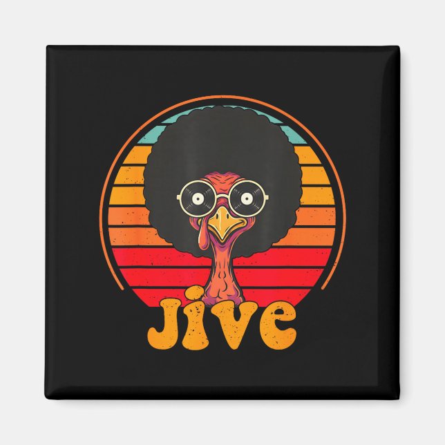 Íman Retro 70s Turkey Jive Afro Thanksgiving Family Men (Frente)