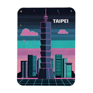 Íman Retro 80s Neon Synthwave Taipei 101 Taiwan