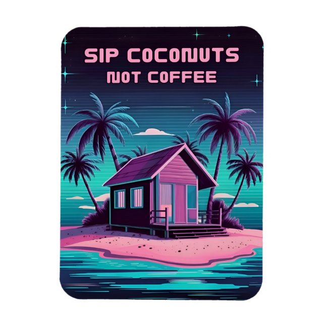 Íman Retro 80s Neon Synthwave Tropical Island Summer (Vertical)