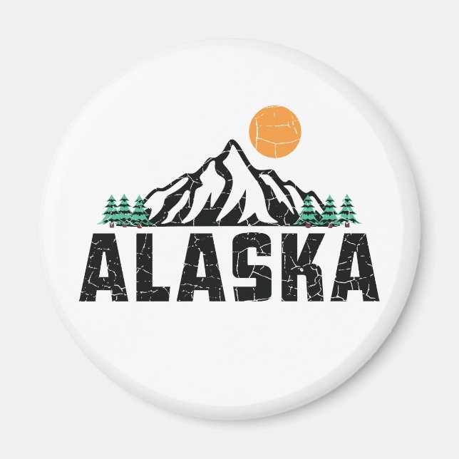Íman Retro Alaska Mountain Sunset (Frente)