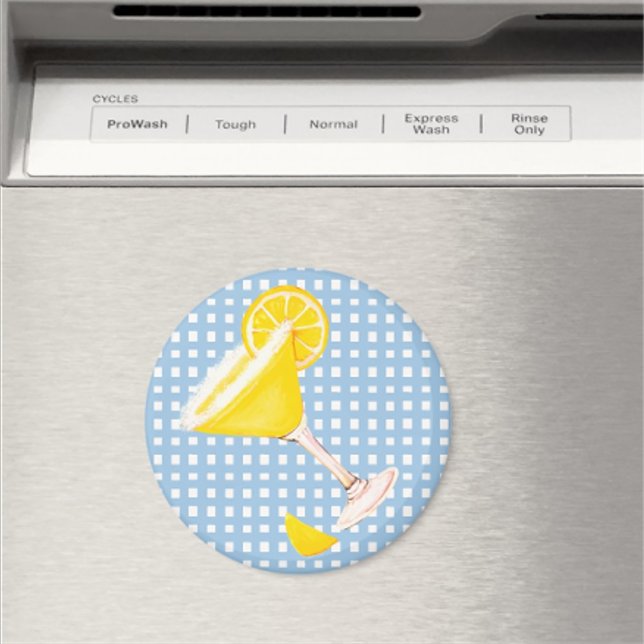 Íman Retro Amarelo-ensolarado Limão Azul Verificação Br (Cute lemon drop magnet makes a fun hostess gift!)