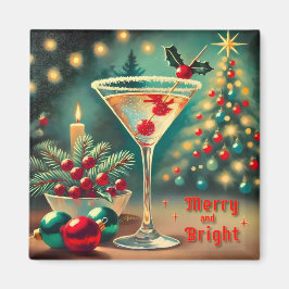 Íman Retro Anos 50 Coquetel Martini de Natal Alegre e R