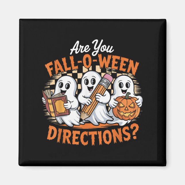 Íman Retro Are You Fall O Ween Directions Ghost Hallowe (Frente)