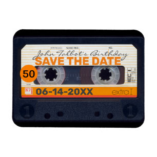 Íman Retro Audiotape 50º aniversário Salve a data FM2