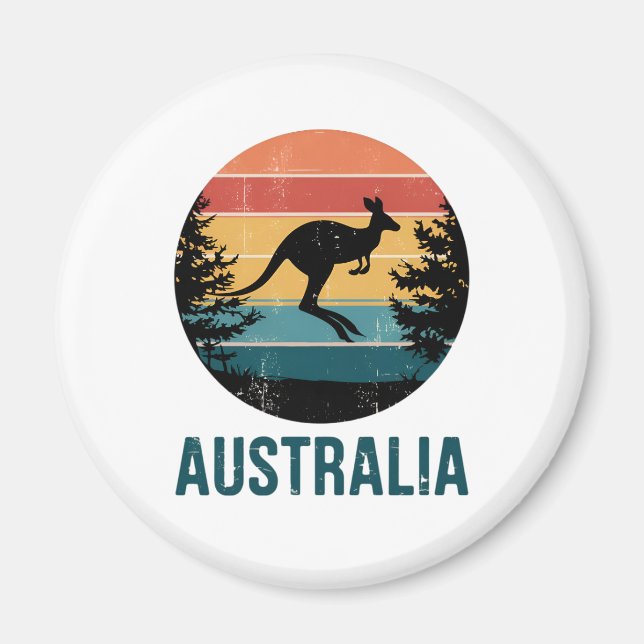 Íman Retro australiano Sunset Animal pulando canguru (Frente)