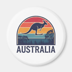 Íman Retro australiano Sunset Animal pulando canguru