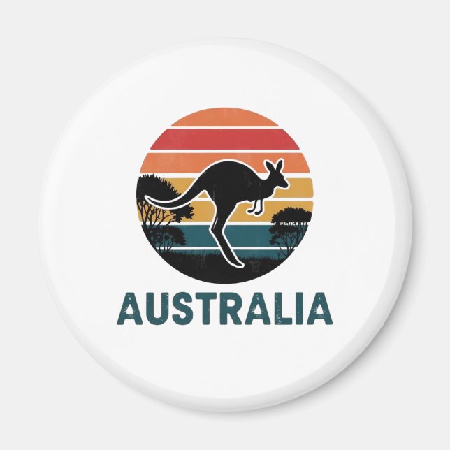 Íman Retro australiano Sunset Animal pulando canguru (Frente)
