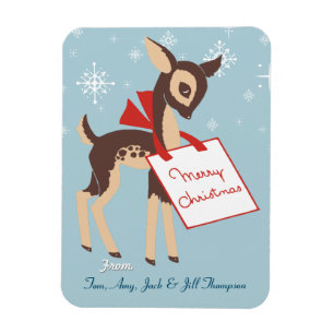 Íman Retro Baby Reindeer Natal Personalizado Flexível