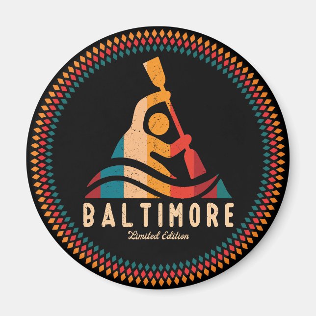 Íman Retro Baltimore Kayaking (Frente)