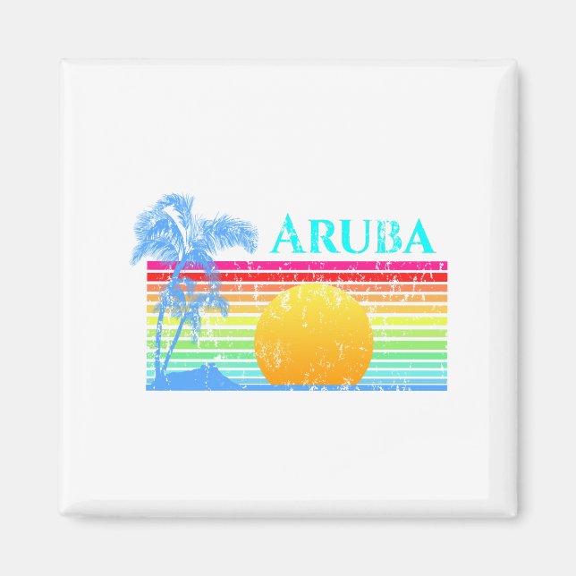 Íman Retro Beach Aruba Sunset (Frente)