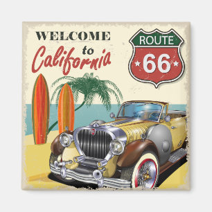 Íman Retro "Bem-vindo à Califórnia" Route 66 poster,