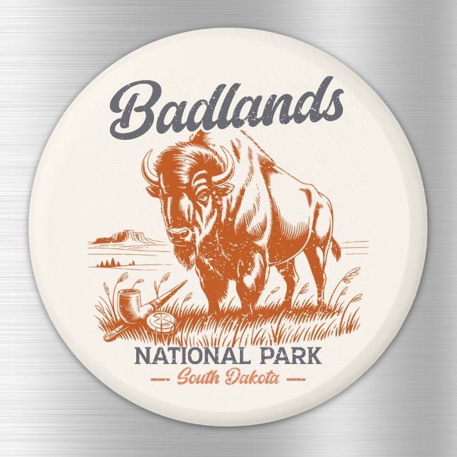 Íman Retro Bison – Badlands National Park  (Criador carregado)