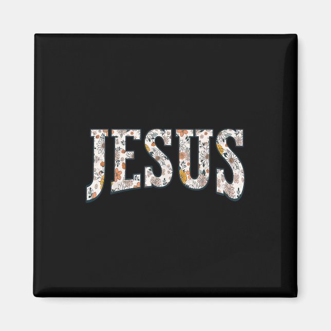 Íman Retro Boho Flor Silvestre Jesus Deus Fé Religiosa  (Frente)