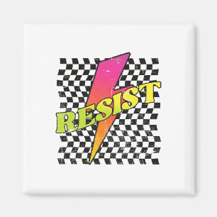 Íman Retro Bold Resistir, Xadrez Vintage Anti-trump Th