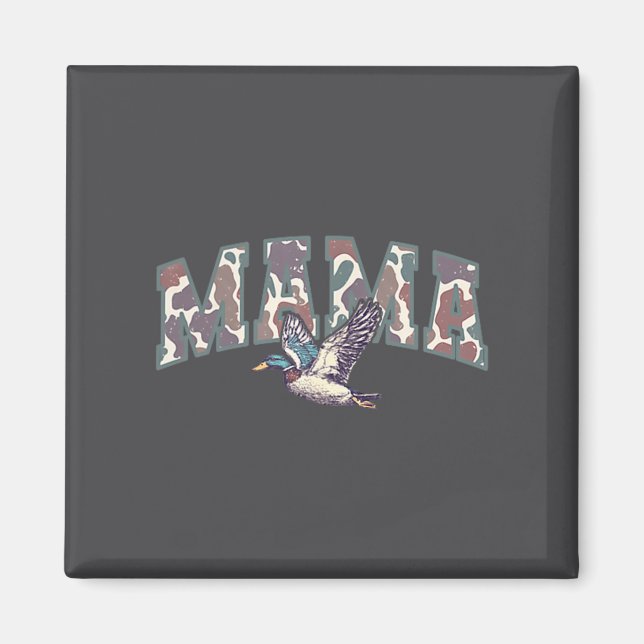 Íman Retro Camo Duck Hunting Mama 1st Birthday Family M (Frente)