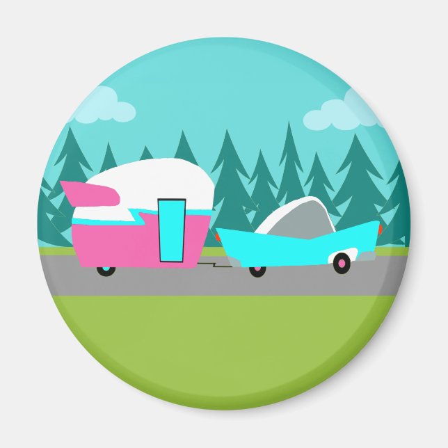 Íman Retro Camper / Reboque e ímã do carro (Frente)