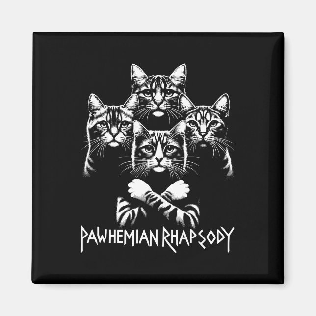 Íman Retro Cat Rock Music Concert Bandas Homens Criança (Frente)