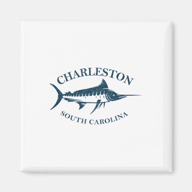 Íman Retro Charleston South Carolina Vintage Fish Bo (Frente)