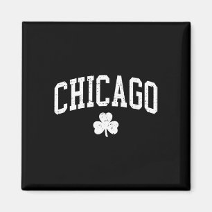 Íman Retro Chicago Il Dia de São Patrício Trevo Sortudo