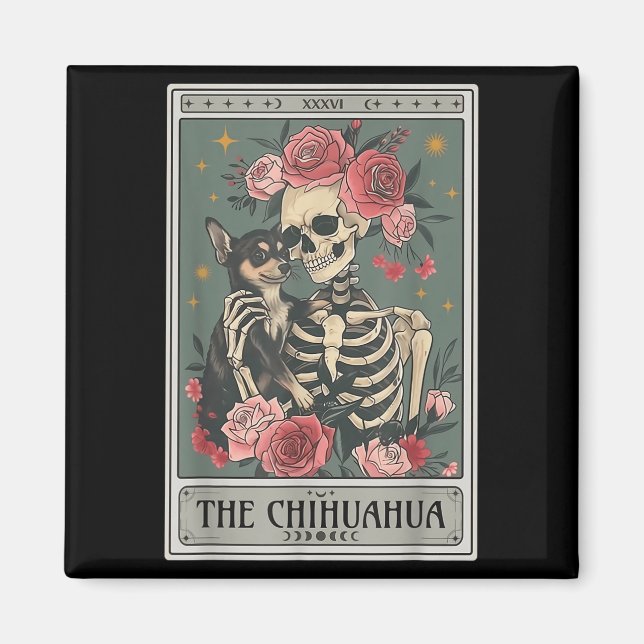 Íman Retro Chihuahua Dog Lover The Moon Halloween , Wom (Frente)