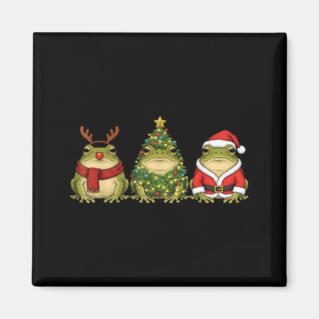 Íman Retro Christmas Desert Rain Frog Santa Reindeer  (Frente)