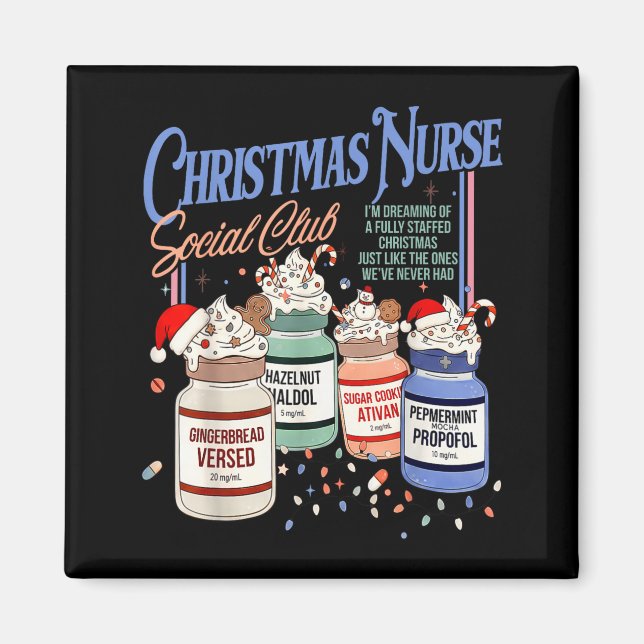 Íman Retro Christmas Nurse Social Icu Nurse Profol Xmas (Frente)