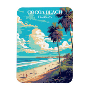 Íman Retro Cocoa Beach Viagem Magnet