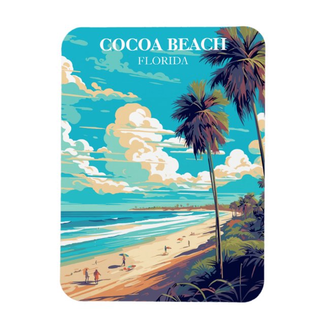 Íman Retro Cocoa Beach Viagem Magnet (Vertical)