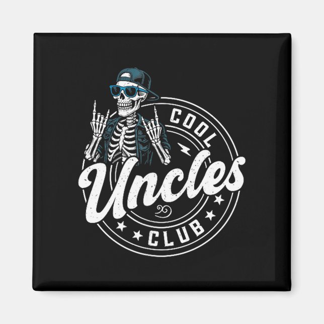 Íman Retro Cool Uncles Club Funny Skeleton New Uncle Me (Frente)