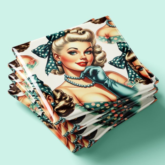 Íman Retro Cute Classic Pinup (Criador carregado)