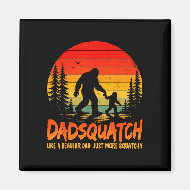 Íman Retro dadsquatch como um pai regular bigfoot papai (Frente)